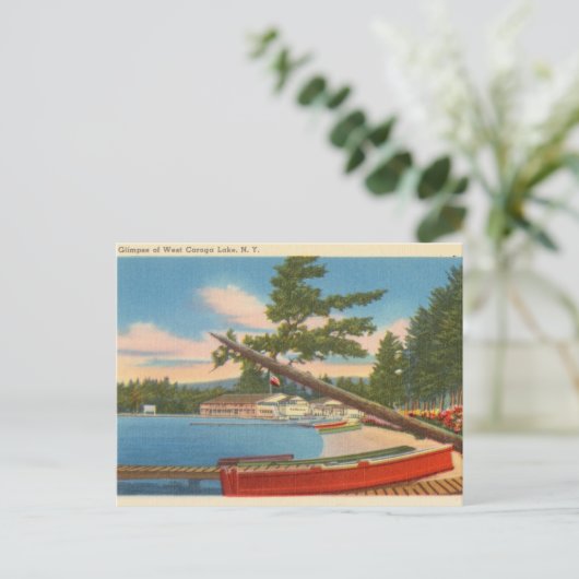 Kano op het West Caroga Lake, New York Briefkaart (Staand voorkant)