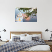 Kano op meer bij zonsondergang, Canada Canvas Afdruk (Insitu (Slaapkamer))