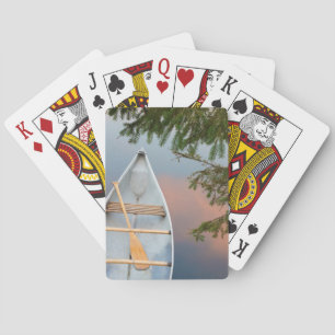 Kano op meer bij zonsondergang, Canada Pokerkaarten