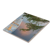 Kano op meer bij zonsondergang, Canada Tegeltje (Zijkant)