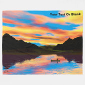 Kano op zonsondergang meer gooien deken (Voorkant (Horizontaal))