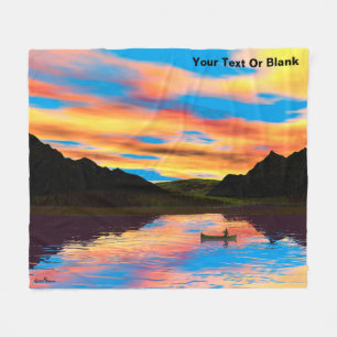 Kano op zonsondergang meer gooien deken