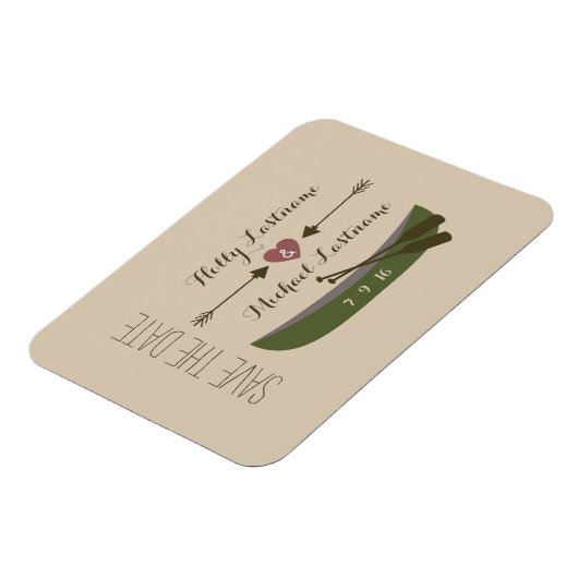 Kano + pijlen met hart sparen de datum magneet (Linkerzijde)