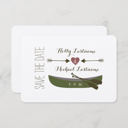 Kano + pijlen met harthuwelijk sparen de datum save the date (Voorkant / Achterkant)