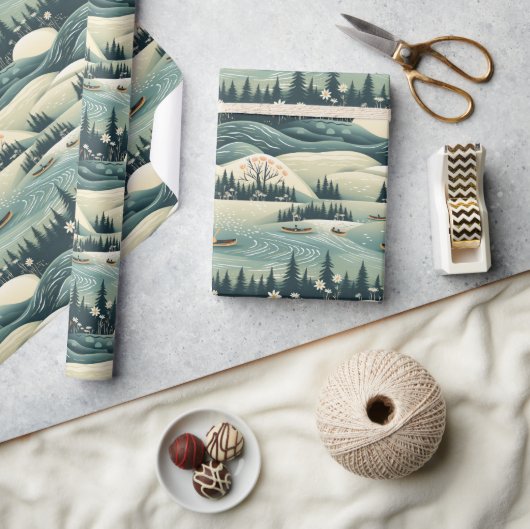 Kano Reis & River Flow Feather Patroon Ontwerp Cadeaupapier (Crafts)