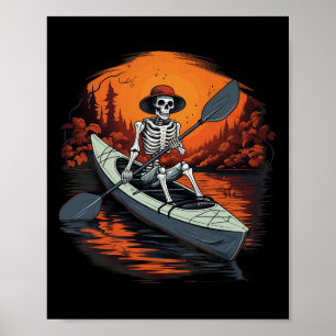 Kano skelet Grappig kajakken kanoën Halloween K Poster