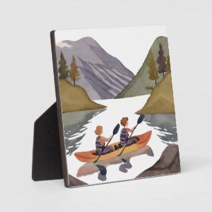 Kano-vaart op het meer   Berg Natuur Aquarel Fotoplaat