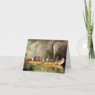 Kanoe beheerd door Voyageurs die een waterval pass Bedankkaart