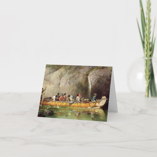 Kanoe beheerd door Voyageurs die een waterval pass Bedankkaart (Voorkant)