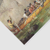 Kanoe beheerd door Voyageurs die een waterval pass Tissuepapier (Detail)