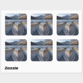 Kanoe bij het meer vierkante sticker (Vel)