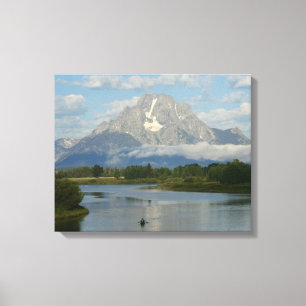 Kanoën in Grand Teton National Park Canvas Afdruk