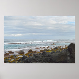 Kanoën langs de Napali-kust, Kauai, Hawaï Poster