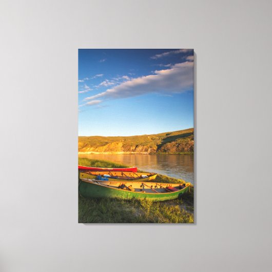 Kanoën Langs De Witte Kliffen Van Missouri Canvas Afdruk (Voorkant)