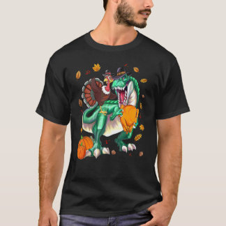 Kanoenkerkdankbaarheid Kalkoenrijdende Dinosaur Re T-shirt
