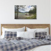 Kanoeon op Honeymoon Lake Canvas Afdruk (Insitu (Slaapkamer))
