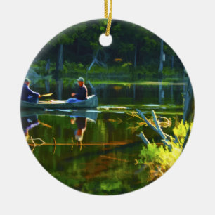 Kanoestellen in de Adirondacks Keramisch Ornament
