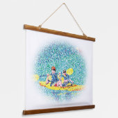 Kanoestellen in pointillisme op wandtapijt hangend wandkleed (Gebogen)