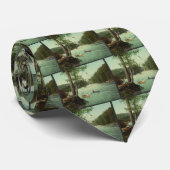 Kanoestellen op een Adirondack Mountain Stream Stropdas (Opgerold)