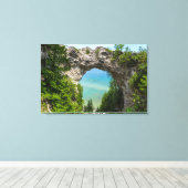 Kanoing op Arch Rock Canvas Afdruk (Insitu (Houten vloer))