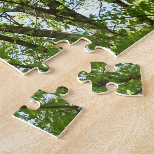 Kanopie van de groene Natuur van voorjaarsbladeren Legpuzzel (Zijkant)