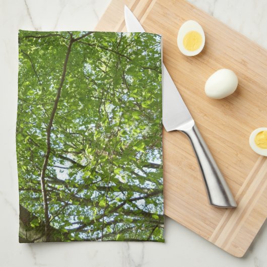 Kanopie van de groene Natuur van voorjaarsbladeren Theedoek (Quarter Fold)