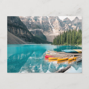 Kano's op het meer Moraine van Banff National Park Briefkaart