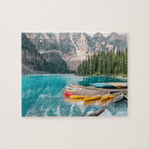 Kano's op het meer Moraine van Banff National Park Legpuzzel