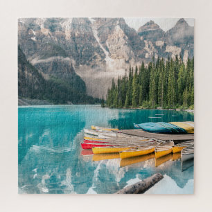 Kano's op het meer Moraine van Banff National Park Legpuzzel
