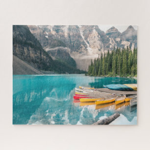 Kano's op het meer Moraine van Banff National Park Legpuzzel
