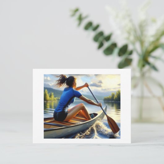 kanotocht, briefkaart (Staand voorkant)