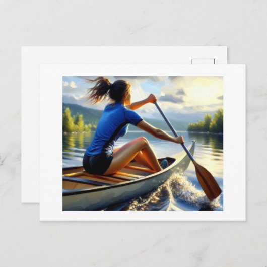 kanotocht, briefkaart (Voorkant / Achterkant)