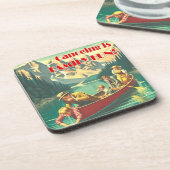 Kanovaren is familie plezier bier onderzetter (Linkerzijde)