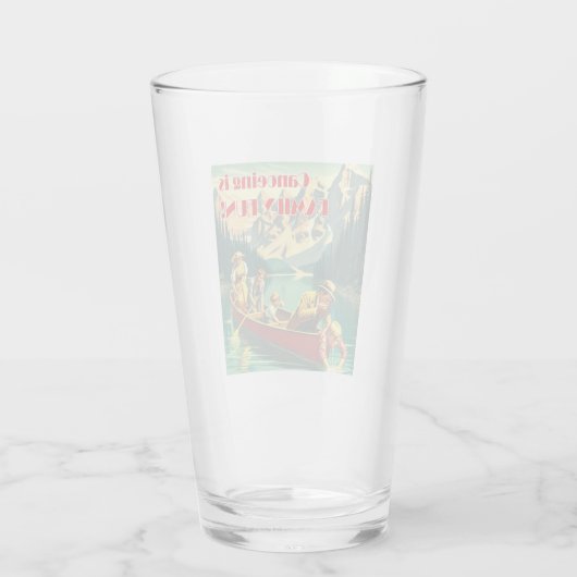 Kanovaren is familie plezier glas (Achterkant)