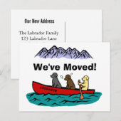 Kanovaren Labrador Retrievers Nieuw adres Aankondigingskaart (Voorkant / Achterkant)