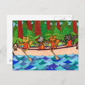 Kanovende katten briefkaart (Voorkant / Achterkant)