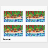 Kanovende katten rechthoekige sticker (Vel)