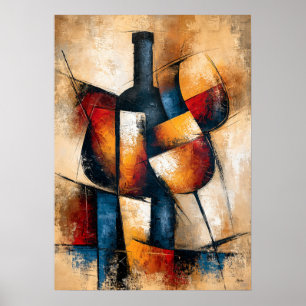 Kanpai Wine Vormt Japanse Geometrische Abstracte Poster