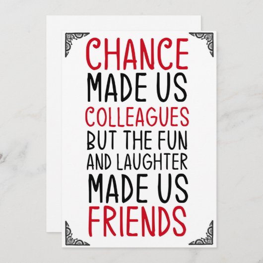 kans maakte ons collega ' s maar het plezier en he kaart (Voorkant / Achterkant)