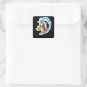 Kans surfen vierkante sticker (Tas)
