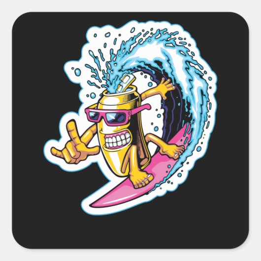 Kans surfen vierkante sticker (Voorkant)