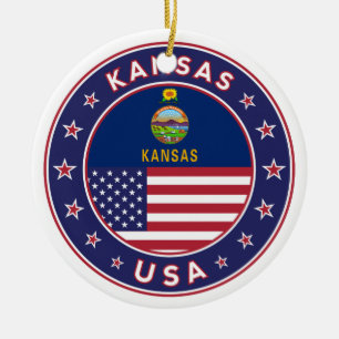 Kansa, Kansas sticker, tas, klok, telefoontas Keramisch Ornament