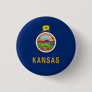 Kansan Vlag, vlag van Kansas Ronde Button 3,2 Cm