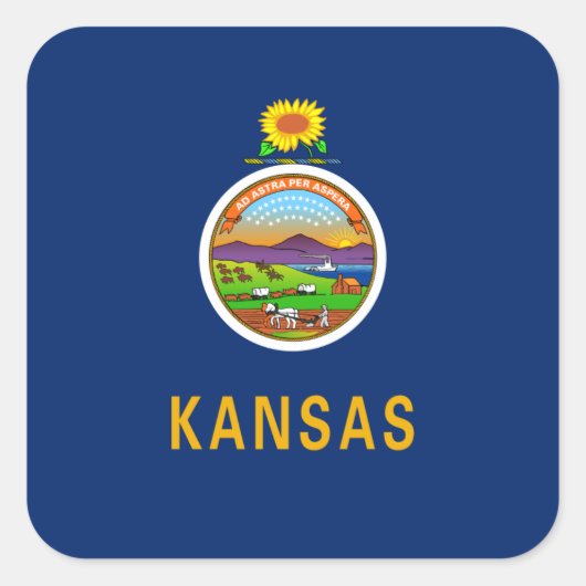 Kansan Vlag, vlag van Kansas Vierkante Sticker (Voorkant)