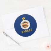 Kansan Vlag & Zegel, Vlag van Kansas Ronde Sticker (Envelop)