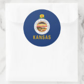 Kansan Vlag & Zegel, Vlag van Kansas Ronde Sticker (Tas)