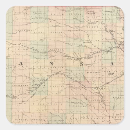 Kansas 6 vierkante sticker (Voorkant)