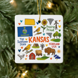 Kansas Aangepaste Familie Reis Kerstmis Keramisch Ornament