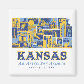 Kansas - Ad Astra Per Aspera - Vierkante magneet (Voorkant)