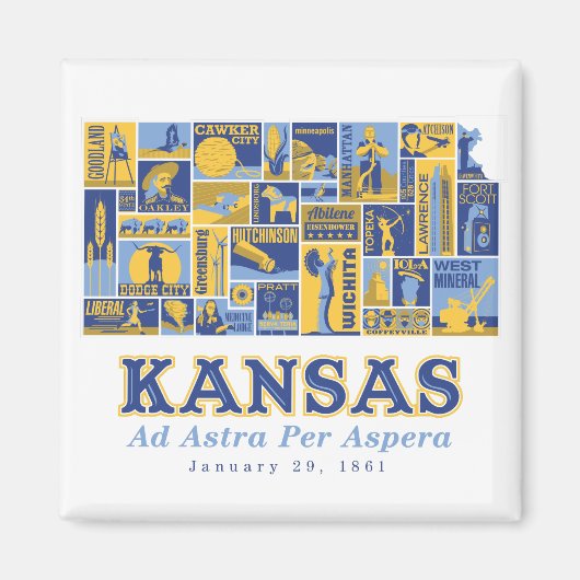 Kansas - Ad Astra Per Aspera - Vierkante magneet (Voorkant)